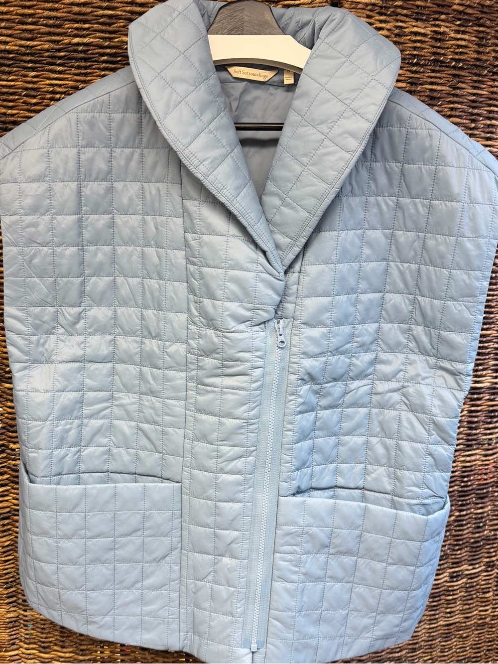 Soft Surroundings Daybreaker Quilted Vest - Powder Blue- Size: 1X